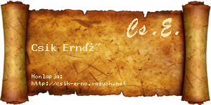 Csik Ernő névjegykártya